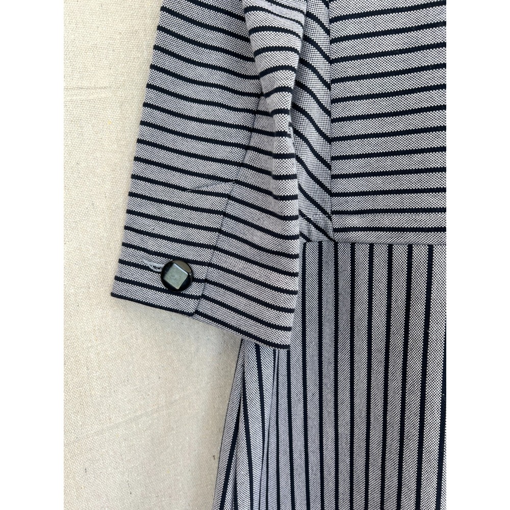 CAbi Women's Dappled Stripe Car Coat Jacket‎ Size Small Cotton Blend Navy Blue - Picture 9 of 12